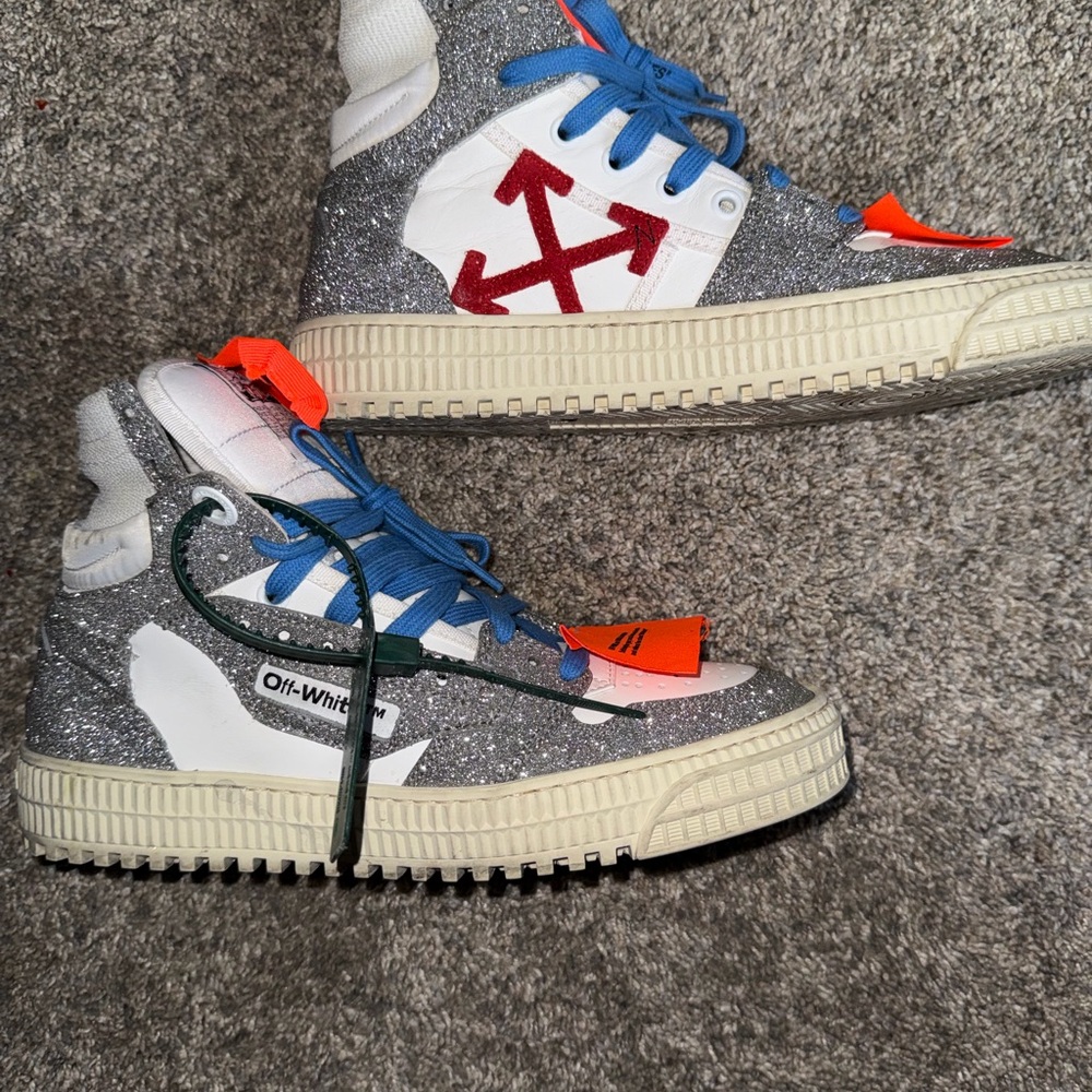 Off-White Kids Glitter Sneakers - Gray, White, and Red